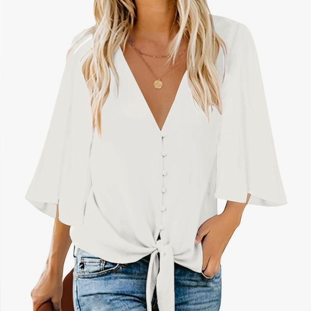 White work top - Size Small - Perfect for Work From Home or Office Days!